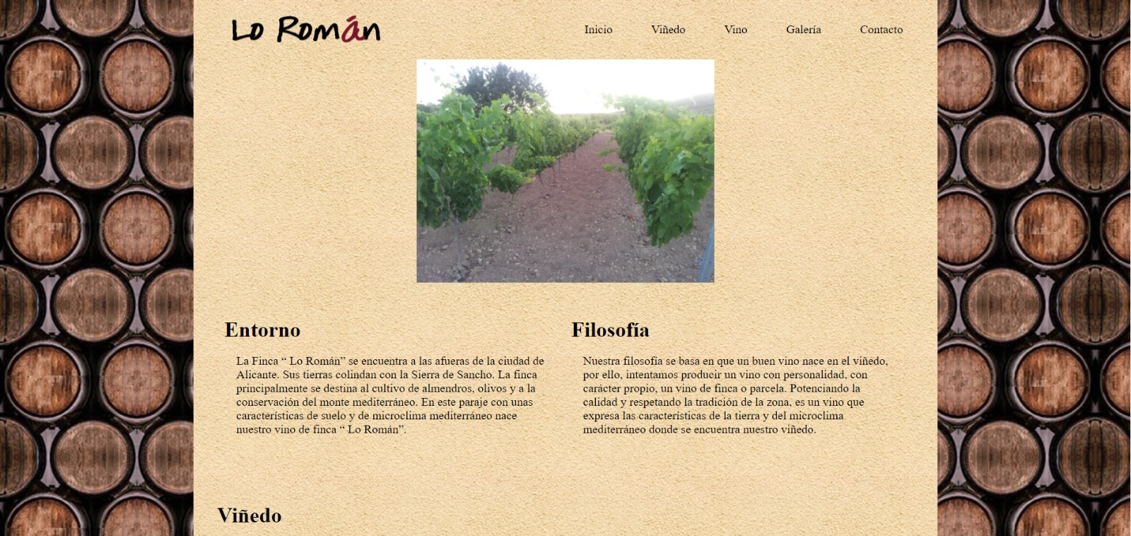 Proyecto de creación de una página web para un viñedo.